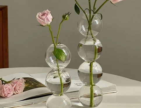 Clear Glass Bubble Hydroponic Vase Cute Style Unique Floral Vase Creative Globose Vase For Wedding Table Centerpieces Home Decor