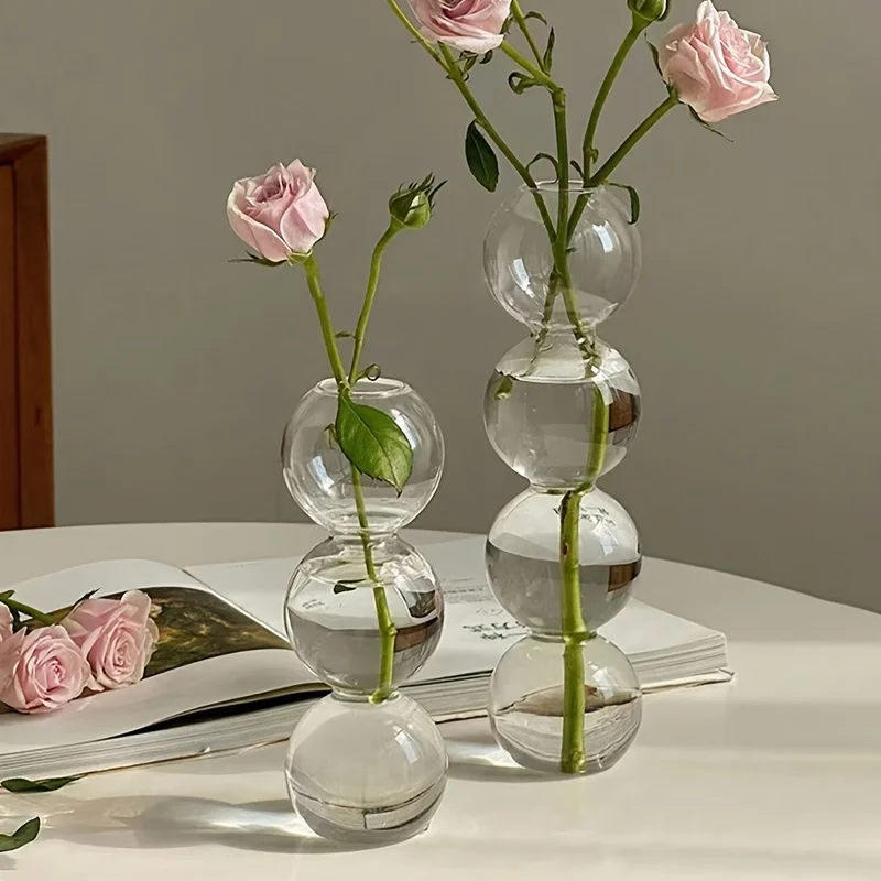 Clear Glass Bubble Hydroponic Vase Cute Style Unique Floral Vase Creative Globose Vase For Wedding Table Centerpieces Home Decor