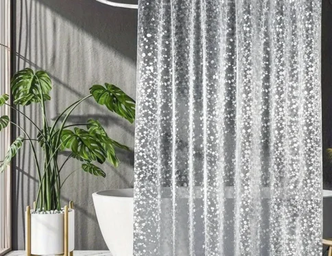 Shower Curtain Waterproof Mildew EVA Bath Curtains Modern Cobblestone Pattern Translucent Bathroom Curtain with Hooks