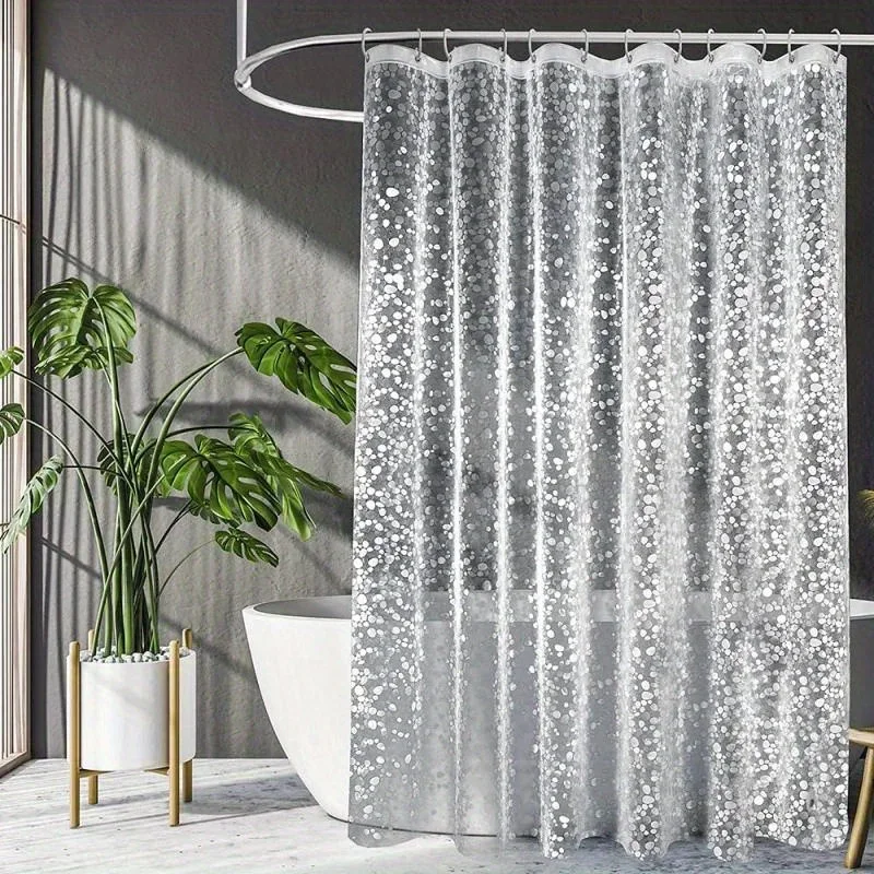 Shower Curtain Waterproof Mildew EVA Bath Curtains Modern Cobblestone Pattern Translucent Bathroom Curtain with Hooks