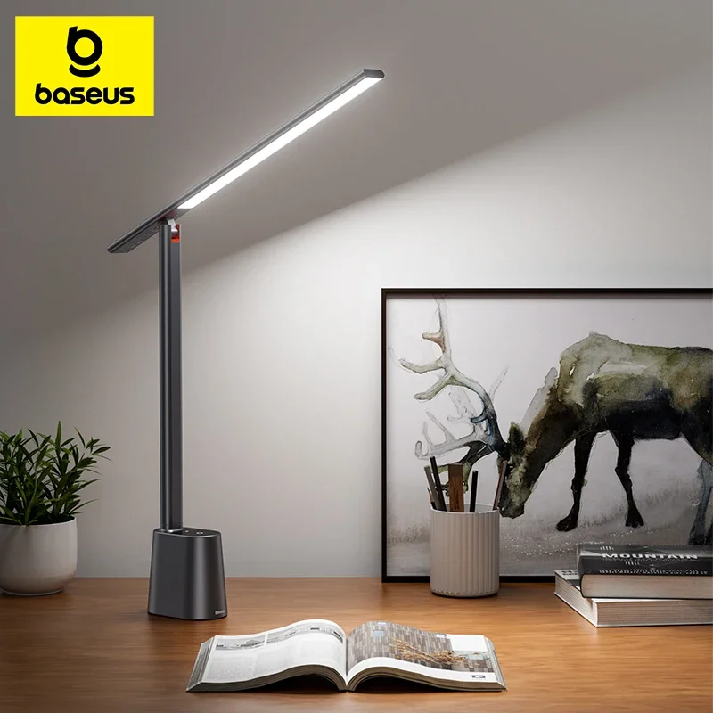 Baseus LED Desk Lamp Eye Protect Study Dimmable Office Light Foldable Table Lamp Smart Adaptive Brightness Bedside Lamp For Read