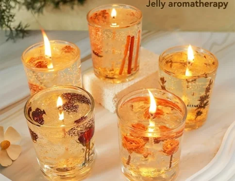 Jelly Aromatherapy Candles Real Flower Essential Oil Incense Candle Soothing Fragrance Cup for Wedding Home Decor Ornament Gift