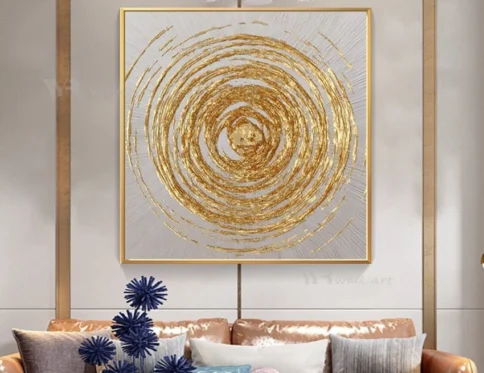 One Piece Gold Paintings On The Wall Texture Sliver Pictures For Living Room Handmade Canvas Oil Painting Art Poster For Bedroom